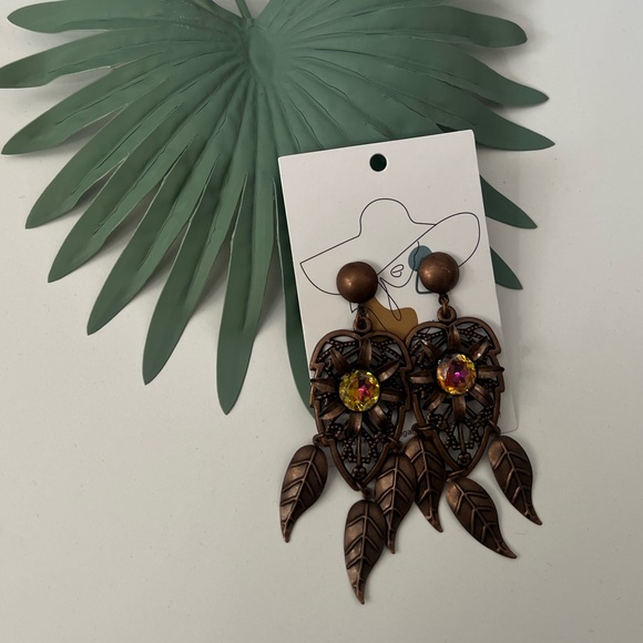 Jewelry - NEW Gorgeous Bronze Feather Statement Earrings🪶✨